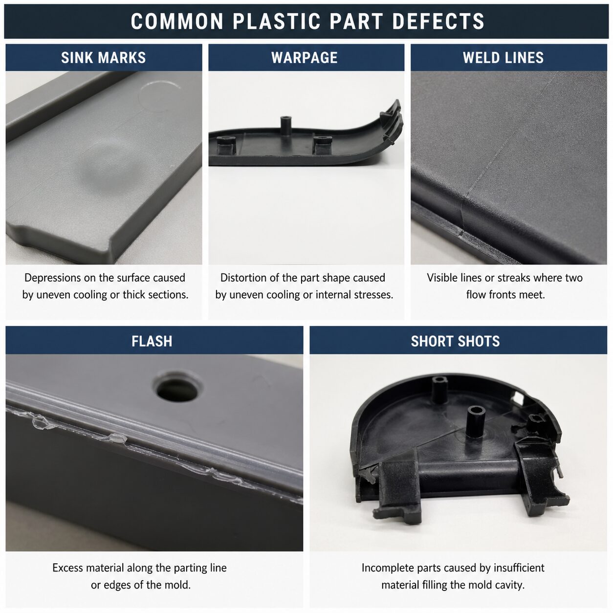 Common plastic part defects. 