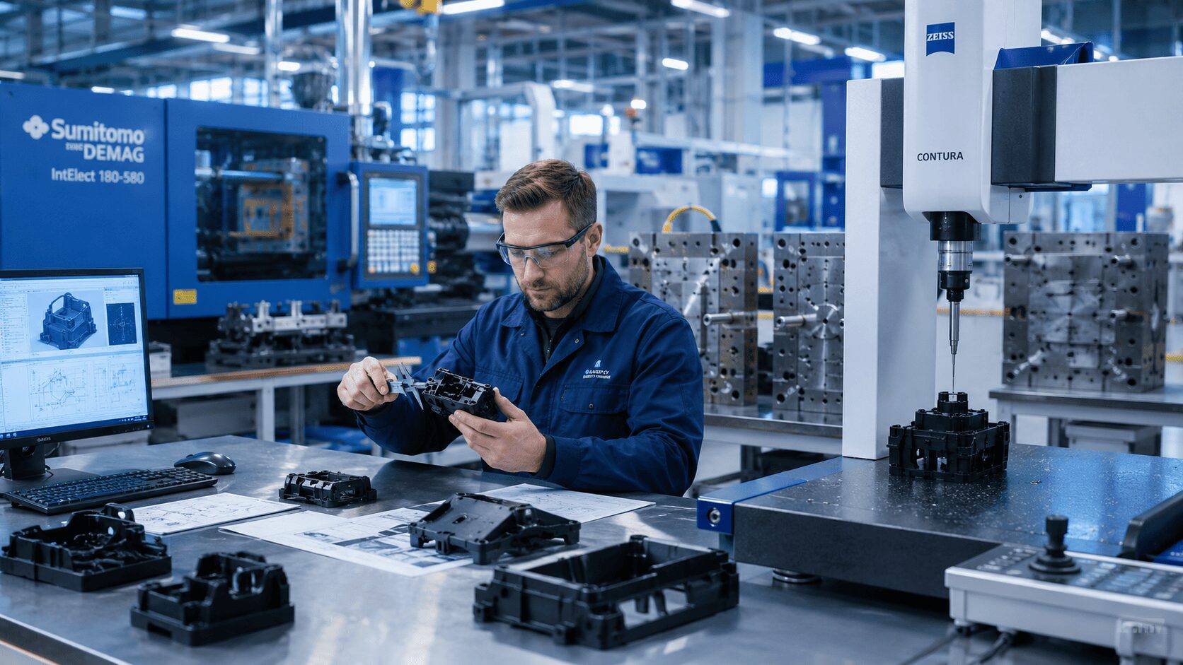 Industrial inspection in a modern factory. 