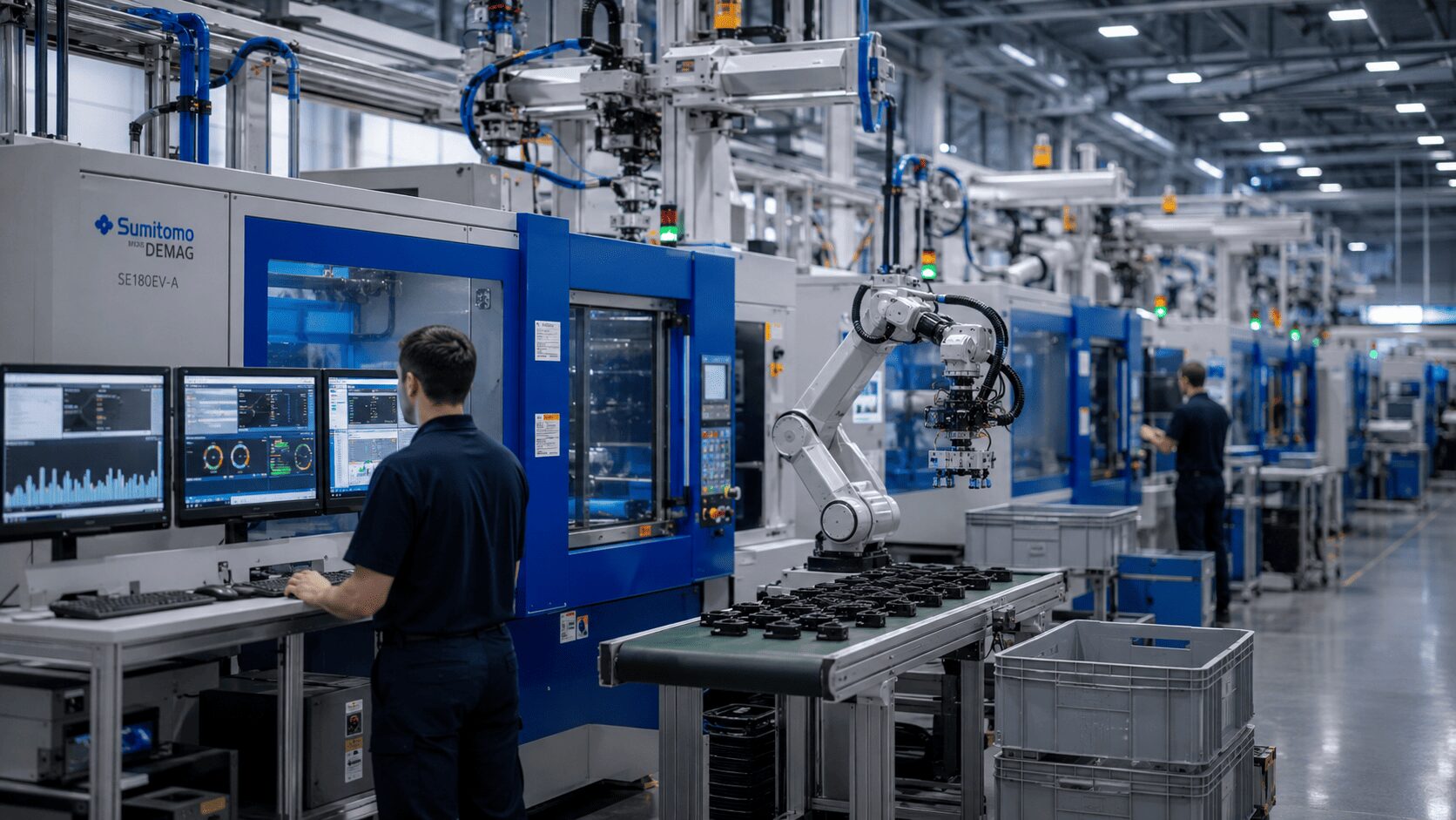 A modern plastic injection moulding facility.