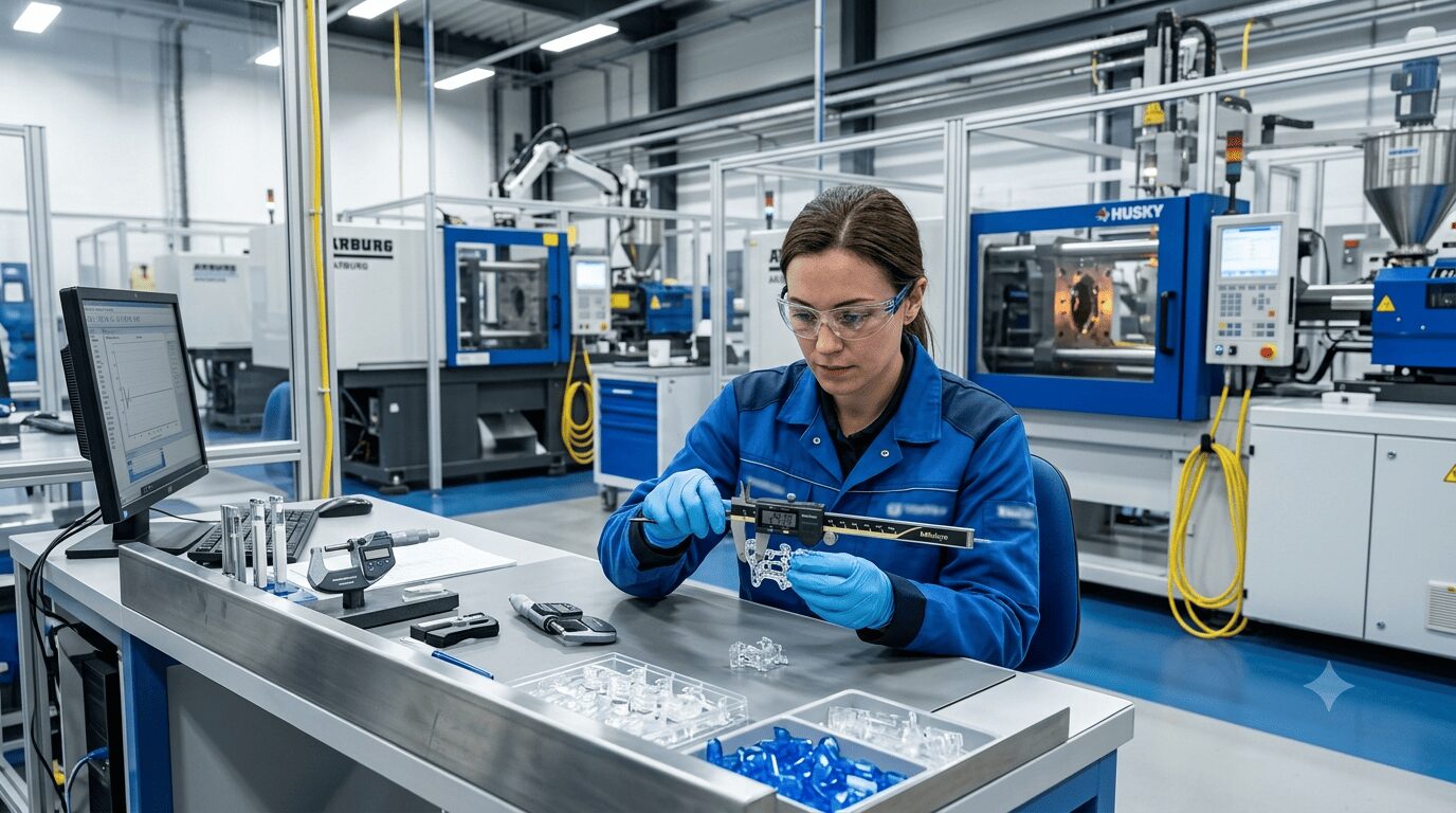 Modern plastic injection moulding quality inspection laboratory.