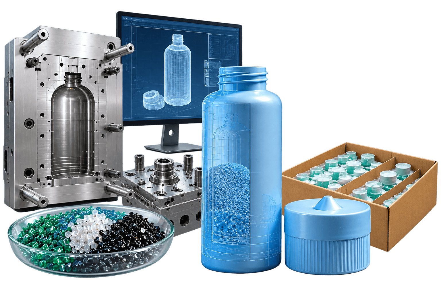 Turnkey sustainable plastic packaging manufacturing.